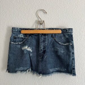 Free People Denim Cutoff Mini Skirt